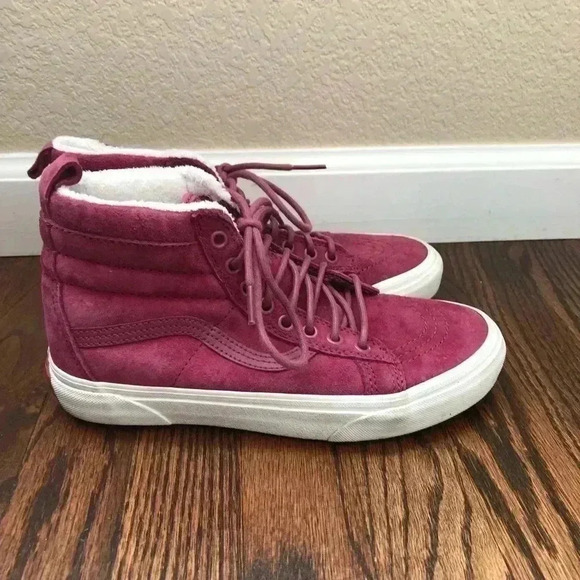 Vans Off The Wall Scotchgard Sk8 Hi Women’s 8 Purple Leather 721454 - Picture 2 of 16